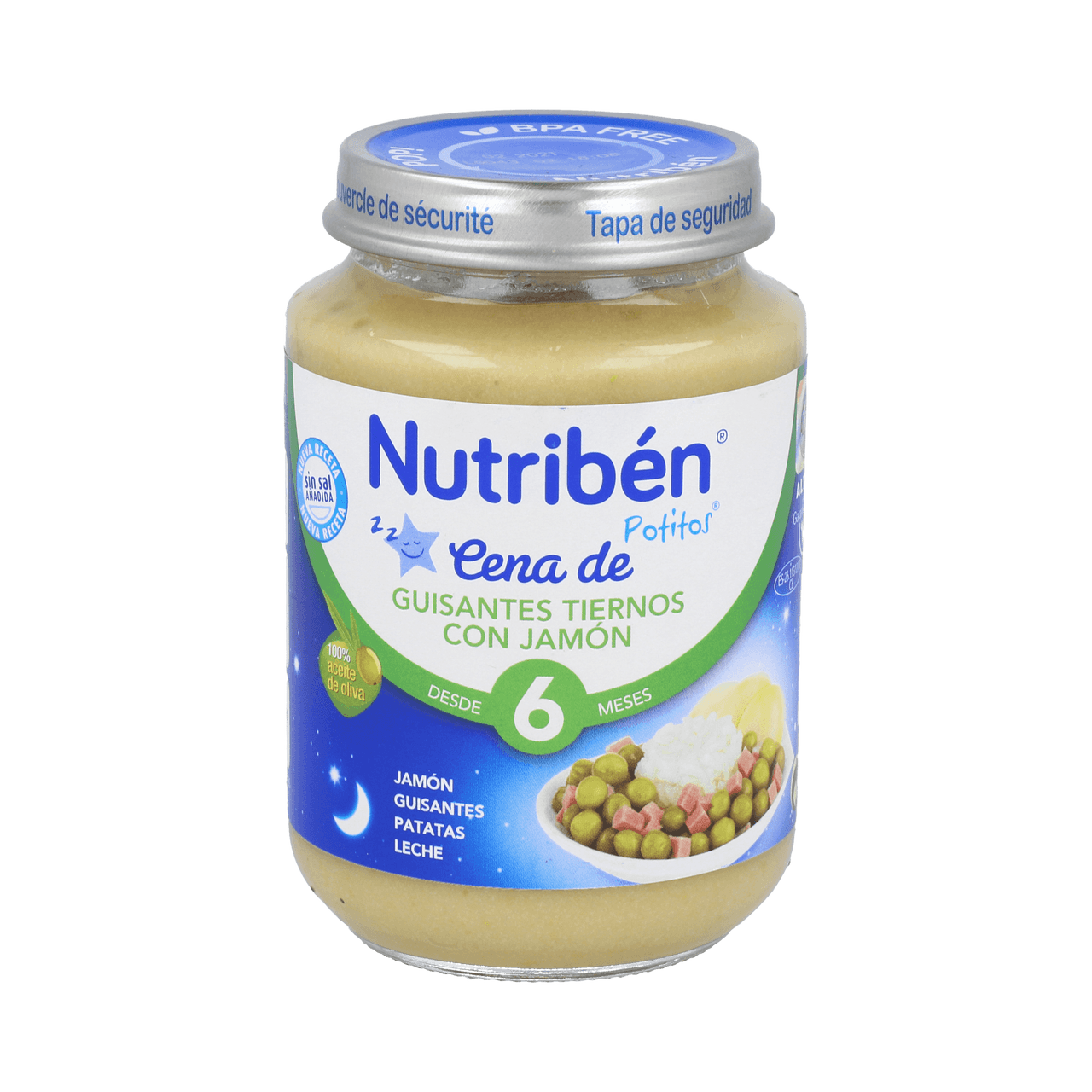 Nutribén Cena de Guisantes Tiernos con Jamón 200g
