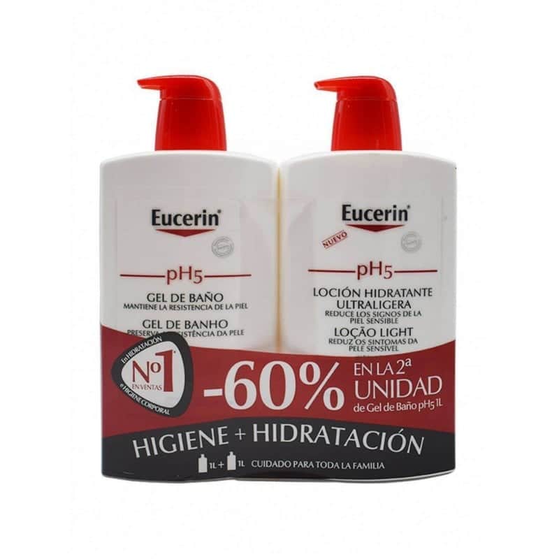 Eucerin pH5 Pack Gel de Baño 1000ml + Loción Hidratante Ultraligera 1000ml