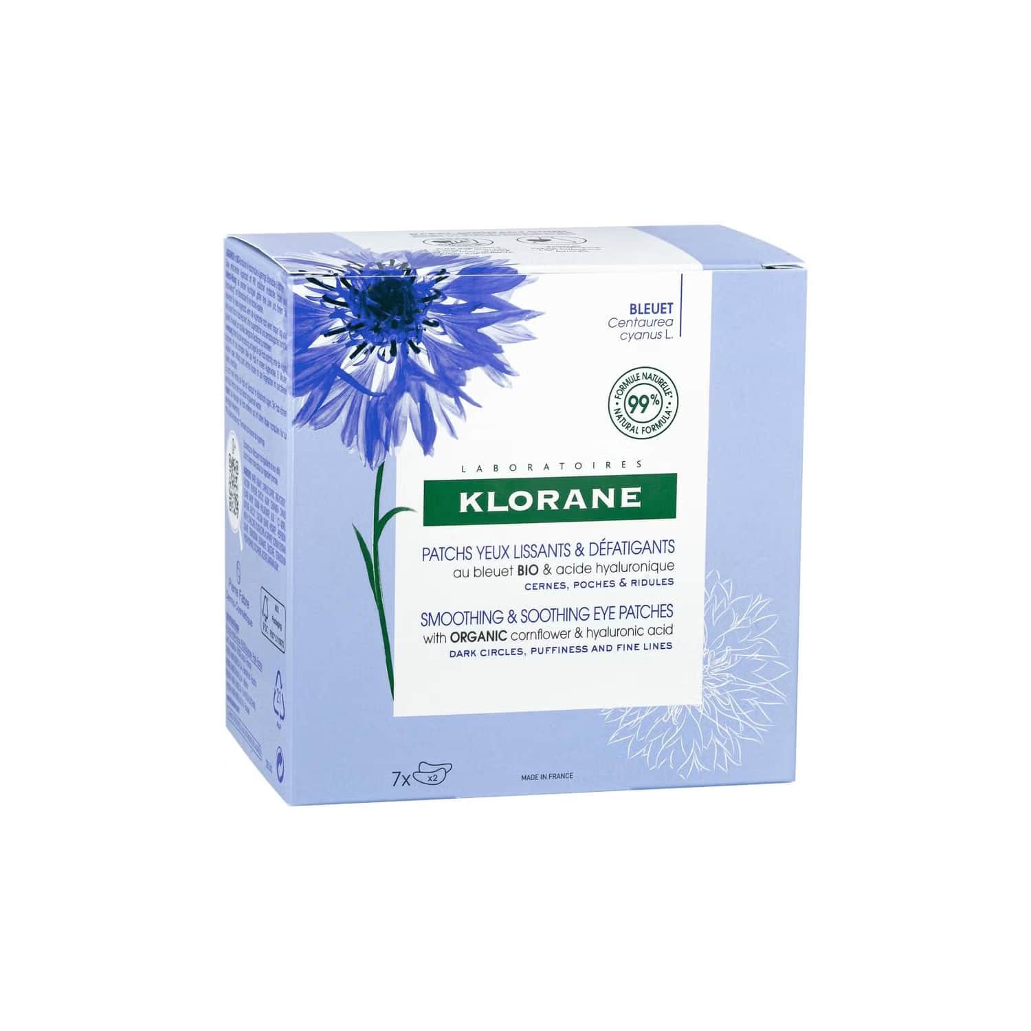 Klorane Parches Alisantes al Aciano BIO y Ácido Hialurónico 7 sobres (14 parches)
